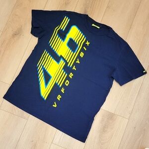 MOTOGP Motorcycle Racing Tshirt 46 Navy Blue w Yellow Official Racing Apparel